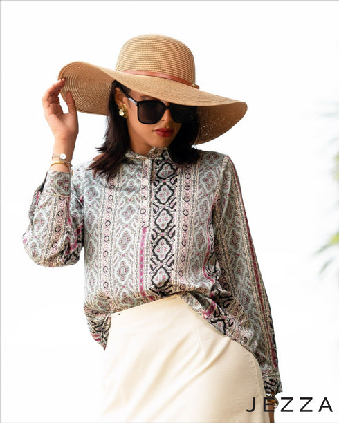 Satin Button-Down Top 62761